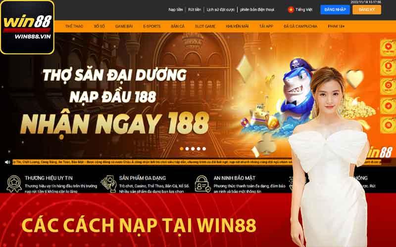 Các cách nạp tại Win88