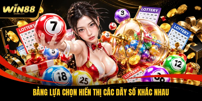 Bảng lựa chọn hiển thị các dãy số khác nhau